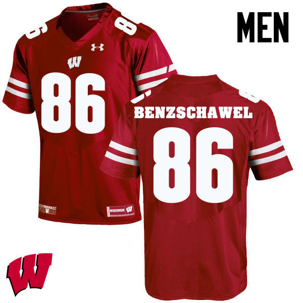 Wisconsin Badgers Men's #86 Luke Benzschawel NCAA Under Armour Authentic Red College Stitched Football Jersey FC40N80XK